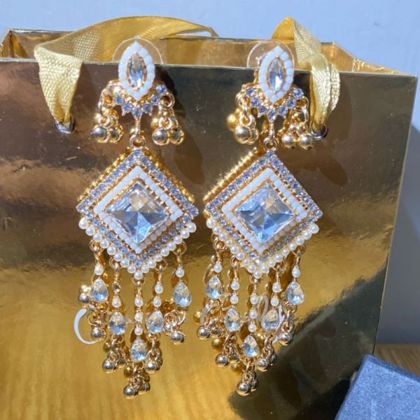 Luxury White Crystal Tassel Earrings for Women
