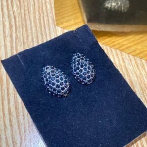 Elegant Royal Blue Honeycomb Teardrop Stud Earrings