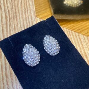 Luxury Crystal Teardrop Stud Earrings – Silver Tone