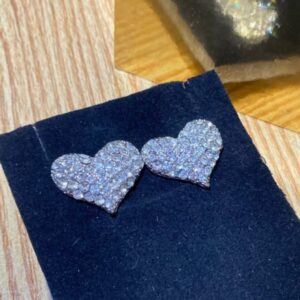 Elegant Crystal Heart Stud Earrings – Silver Tone