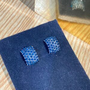 Blue Crystal Pavé Huggie Hoop Earrings