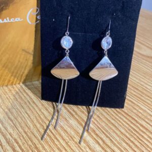 Silver Geometric Tassel Drop Earrings