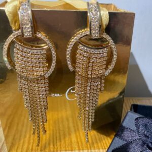 Luxury Gold Crystal Fringe Statement Earrings