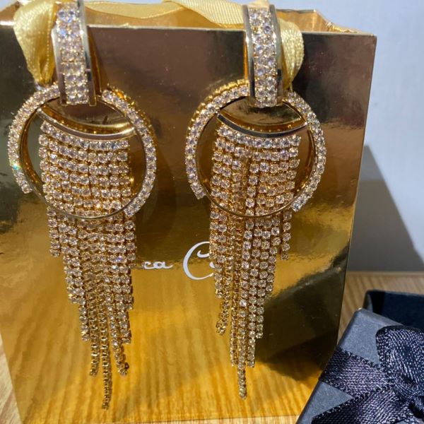 Luxury Gold Crystal Fringe Statement Earrings