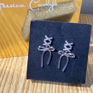 Elegant Silver Bow Drop Earrings