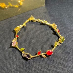 Multi-Color Crystal Floral Vine Bracelet – Gold Tone Fashion Bracelet