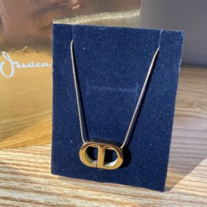 Modern Double Letter Pendant Necklace – Gold Tone Minimalist Chain Necklace