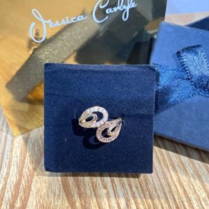 Elegant Double Leaf Crystal Ring – Rose Gold Tone Fashion Ring