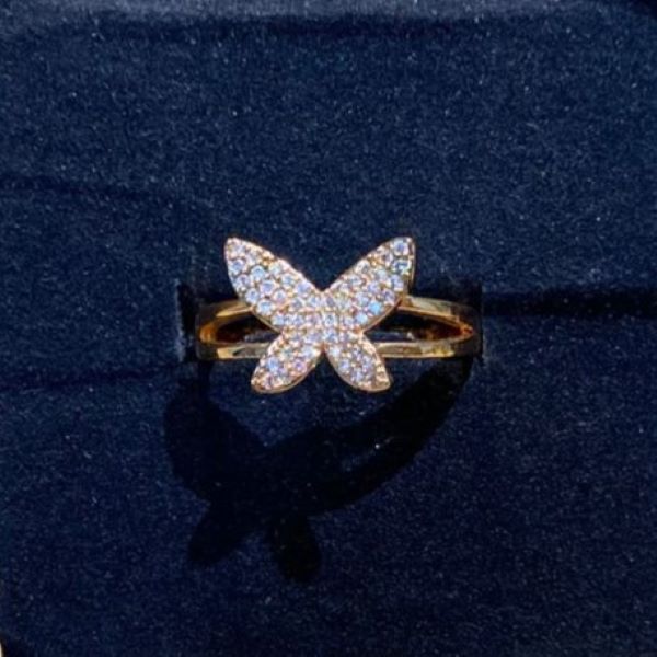 Elegant Butterfly Crystal Ring – Rose Gold Tone - Image 2