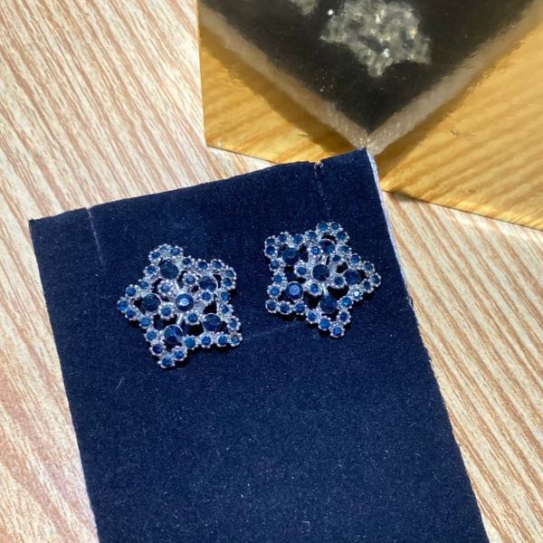 Elegant Blue Crystal Star Stud Earrings